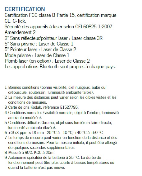 Spécifications FOCUS 8 Spécifications FOCUS 8