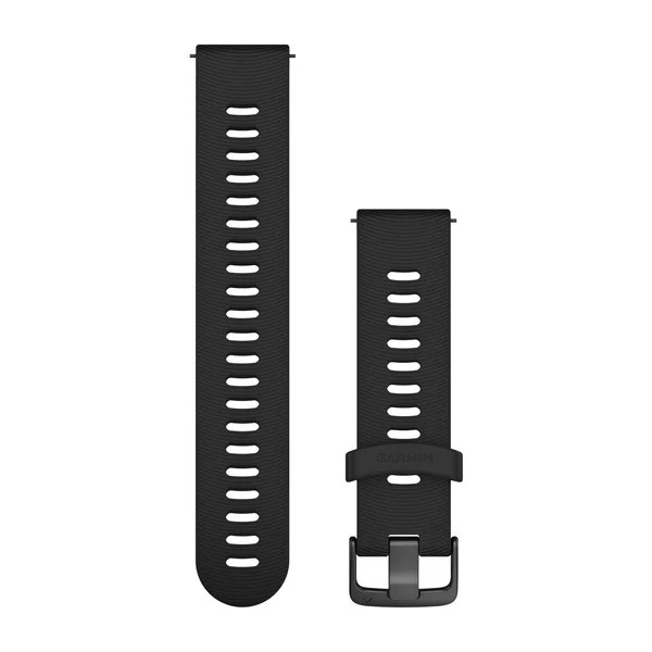 Bracelets de montre (20mm) Bracelet en silicone noir avec boucle ardoise