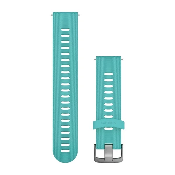 Bracelets de montre (20mm) Bracelet en silicone turquoise avec fermeture en acier inoxydable