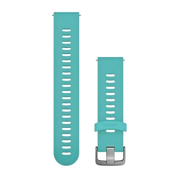 Bracelet de montre (20mm) Bracelet en silicone turquoise avec fermeture en acier inoxydable