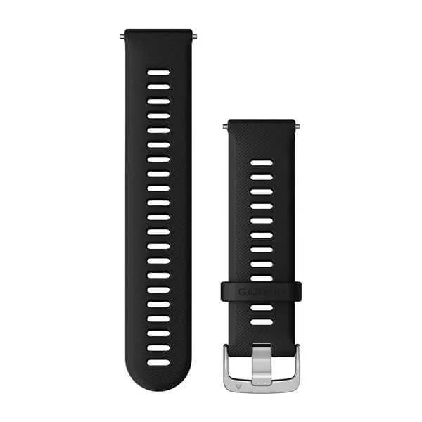 Bracelet Quick Release (22 mm) Noir avec boucle argent pour  Garmin Forerunner 265 / 265S 