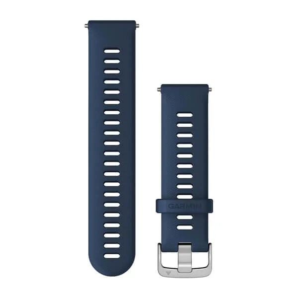 Bracelet Quick Release (22 mm) Bleu avec fermoir argent pour  Garmin Forerunner 265 / 265S 