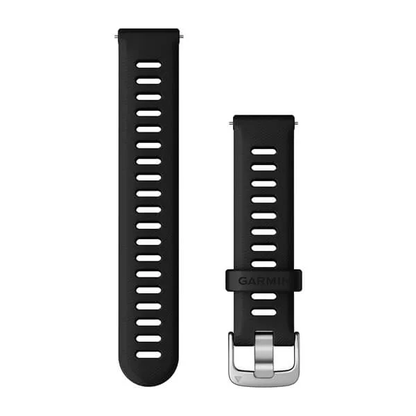 Bracelet Quick Release (18 mm) Noir avec boucle argent pour  Garmin Venu 3 / 3S 