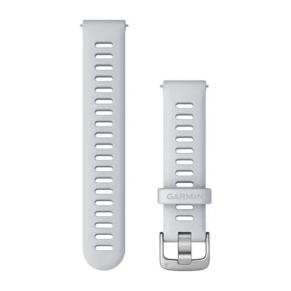 Bracelet Quick Release (18 mm) Blanc avec boucle argent pour  Garmin Forerunner 265 / 265S 