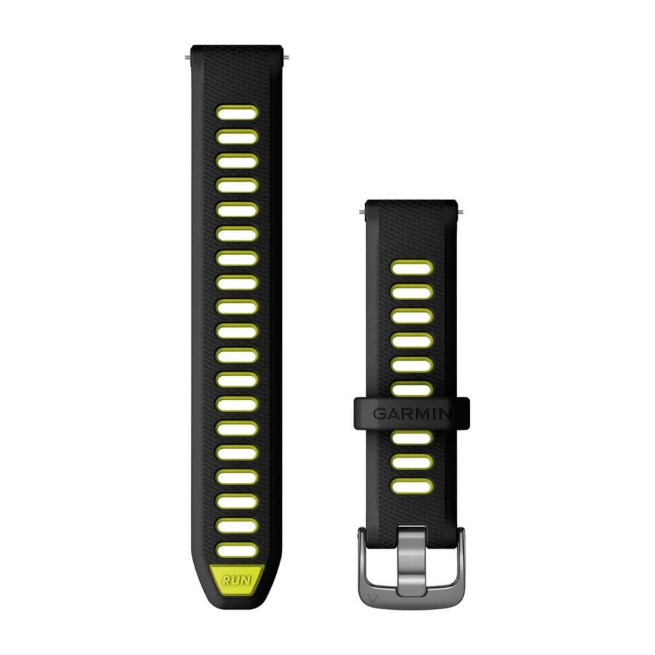 Bracelet Quick Release (18 mm) Noir/Jaune avec boucle Gray pour  Garmin Venu 3 / 3S 