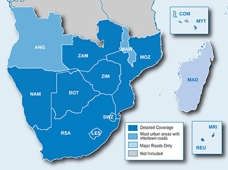 Carte SD/Micro SD pré-chargée - Sud de l'Afrique (Afrique du Sud et Plus)