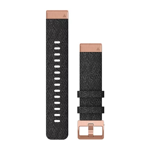 Bracelet QuickFit - 20mm Nylon noir chiné avec boucle cuivrée pour  Garmin fenix 6s 