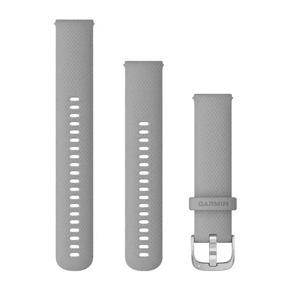 Bracelet de montre (20mm) Bracelet en silicone gris poudré avec fermoir argent pour  Garmin Venu 2 