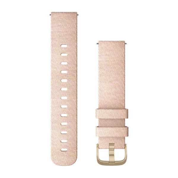 Bracelet de montre (20mm) Bracelet en nylon tressé rose pâle avec fermoir or pâle pour  Garmin vivomove Sport 