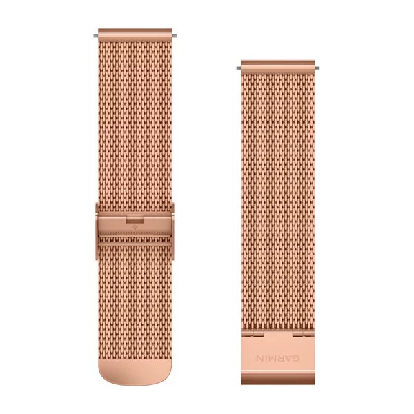 Bracelet (20mm) à mailles milanaises or rose avec fermoir or rose 18K à revêtement PVD pour  Garmin vivomove 3 