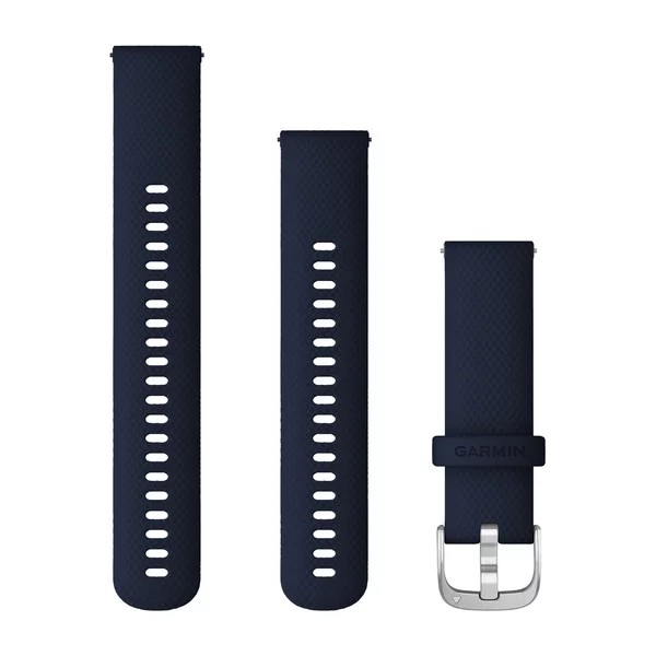 Bracelet à dégagement rapide (22 mm) Bleu foncé avec fermoir argent  pour  vivoactive 4