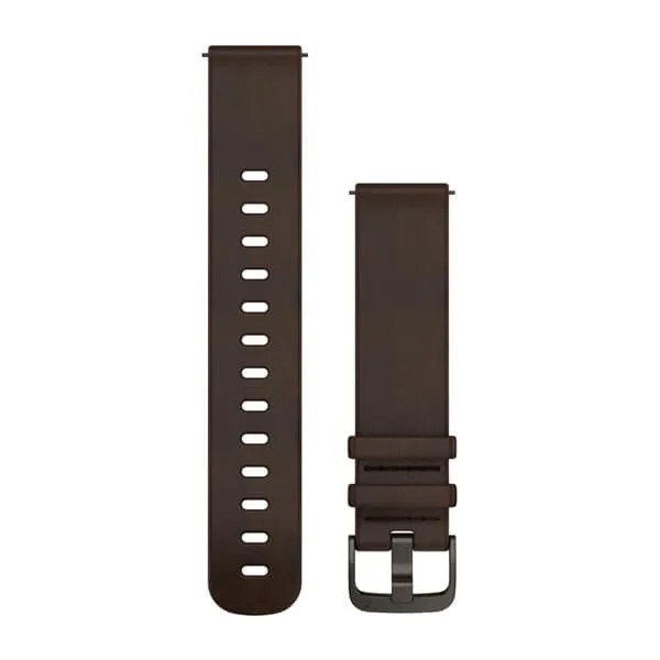Bracelet à dégagement rapide (20 mm) - Cuir brun foncé avec boucle gray