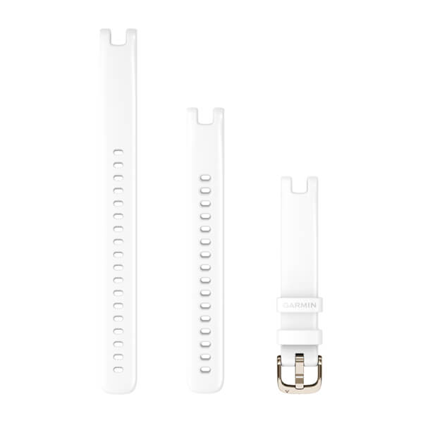 Bracelet Silicone (14 mm) - Blanc avec boucle Cream Gold pour  Montre Garmin Lily 
