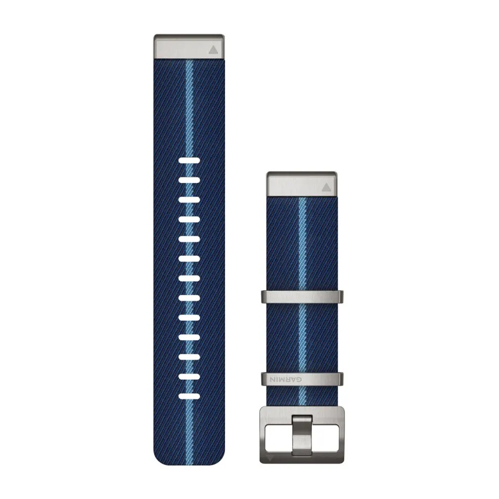 Bracelets de montre QuickFit 22 - Bracelet tri-tons en nylon tissé façon Jacquard, Bleu