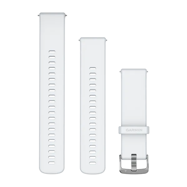 Bracelets à dégagement rapide (22 mm), Blanc avec boucle Silver pour  Garmin Forerunner 265 / 265S 