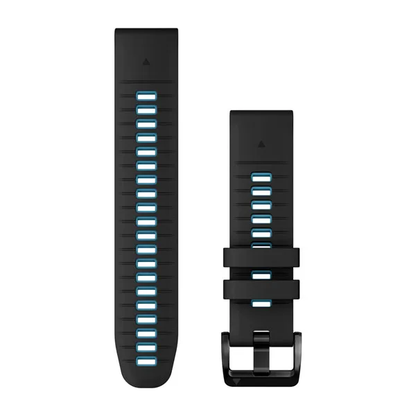 Bracelets de montre 22 mm QuickFit pour  fenix 7 Pro Solar Edition  - Silicone Noir / Bleu Cirrus