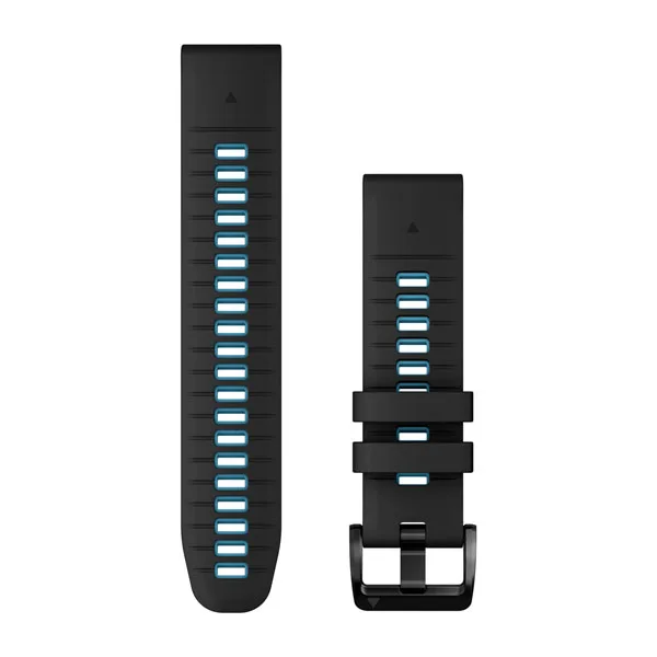 Bracelets de montre 22 mm QuickFit pour  Descent G2  - Silicone Noir / Bleu Cirrus