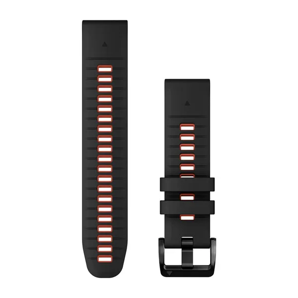 Bracelets de montre 22 mm QuickFit pour  fenix 7 Pro Solar Edition  - Silicone Noir / Rouge Feu