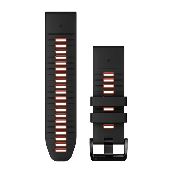 Bracelet de montre QuickFit 26 pour  Garmin Foretrex 901  - Silicone Noir / Rouge feu