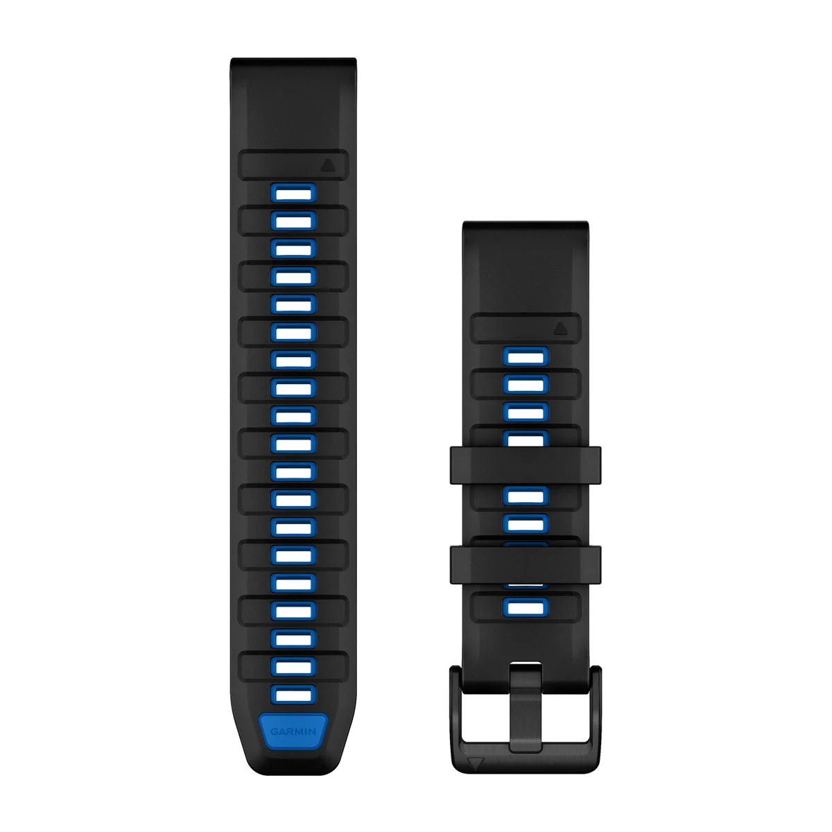 Bracelets de montre QuickFit 22 - Black/Pilot Blue Silicone pour  Garmin Instinct 3 Solar 45mm 