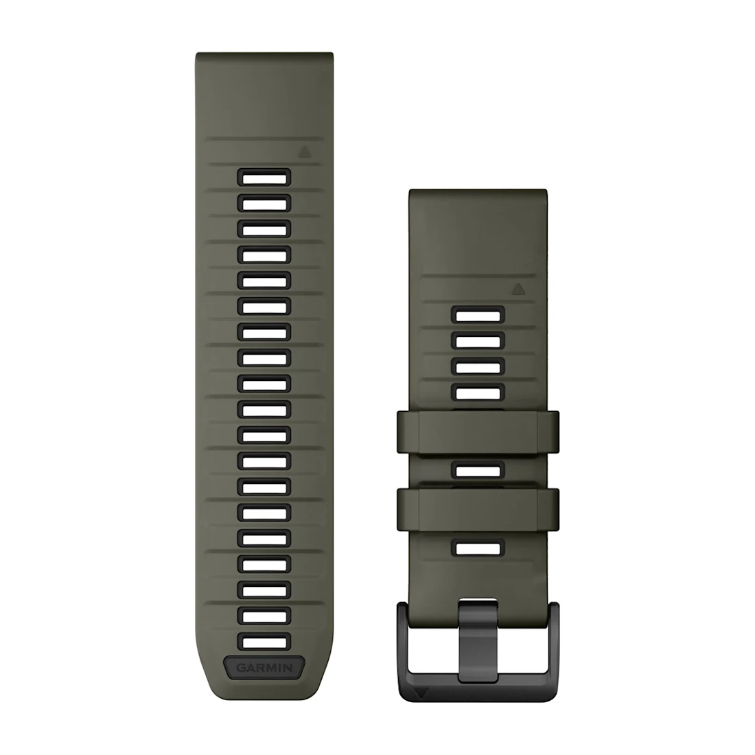 Bracelets de montre QuickFit 26 Vert olive/Silicone noir pour  Garmin tactix 8 51mm AMOLED Cerakote 