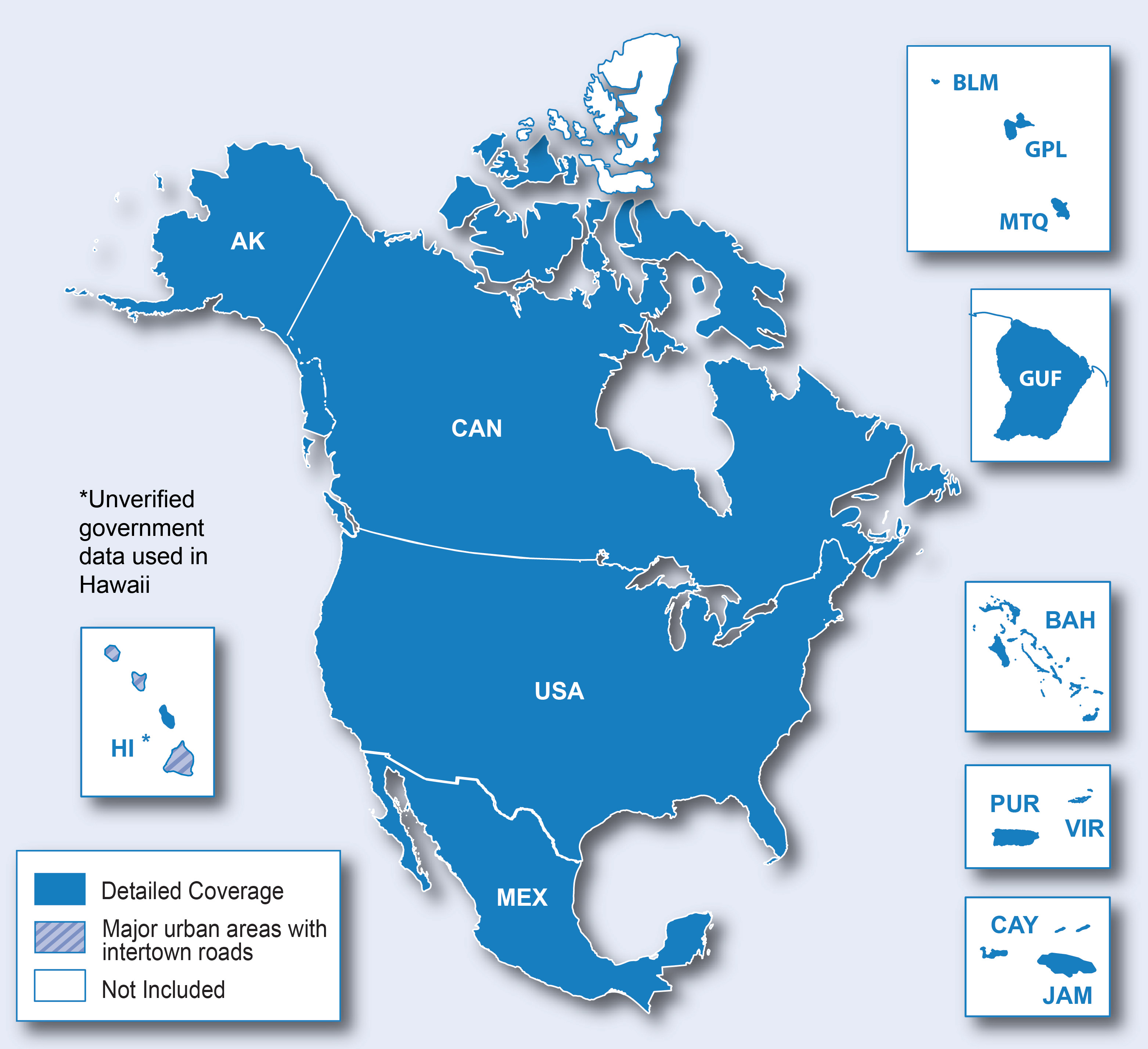 Couverture Garmin Europe entière et amérique du nord