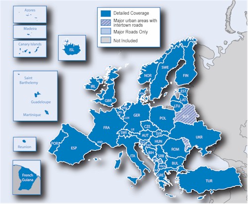 Cartographie Europe Garmin