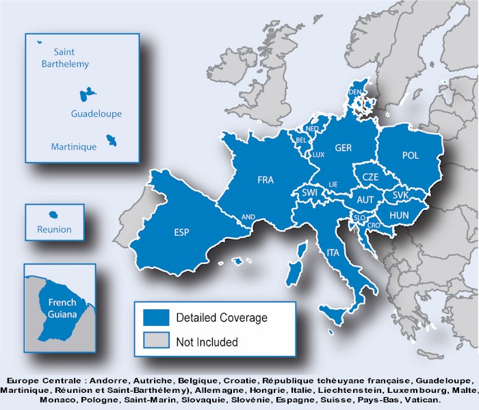 Couverture Garmin Europe Centrale 22 pays Couverture Garmin Europe Centrale 22 pays