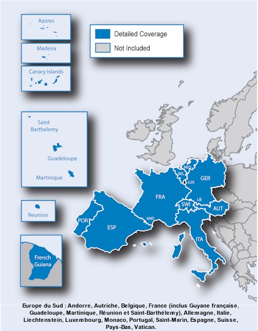 Couverture Garmin Europe du Sud 15 pays