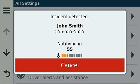 Garmin GPS DriveLuxe incident notifications