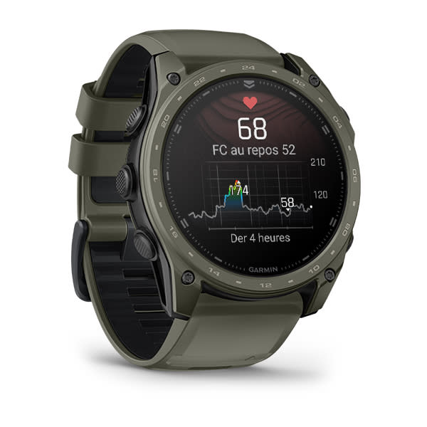 Montre Garmin tactix 8 51mm AMOLED Cerakote Cerakote vert - profil gauche