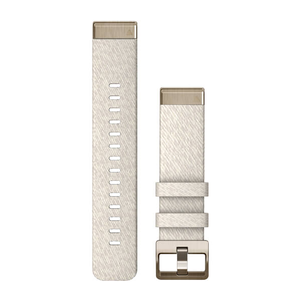 Bracelet QuickFit - 20mn - Nylon chiné crème avec boucle or pâle pour  Garmin Descent Mk2S 