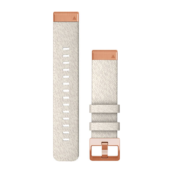 Bracelet QuickFit - 20mn - Nylon chiné crème avec boucle cuivrée pour  Garmin Descent Mk2S 